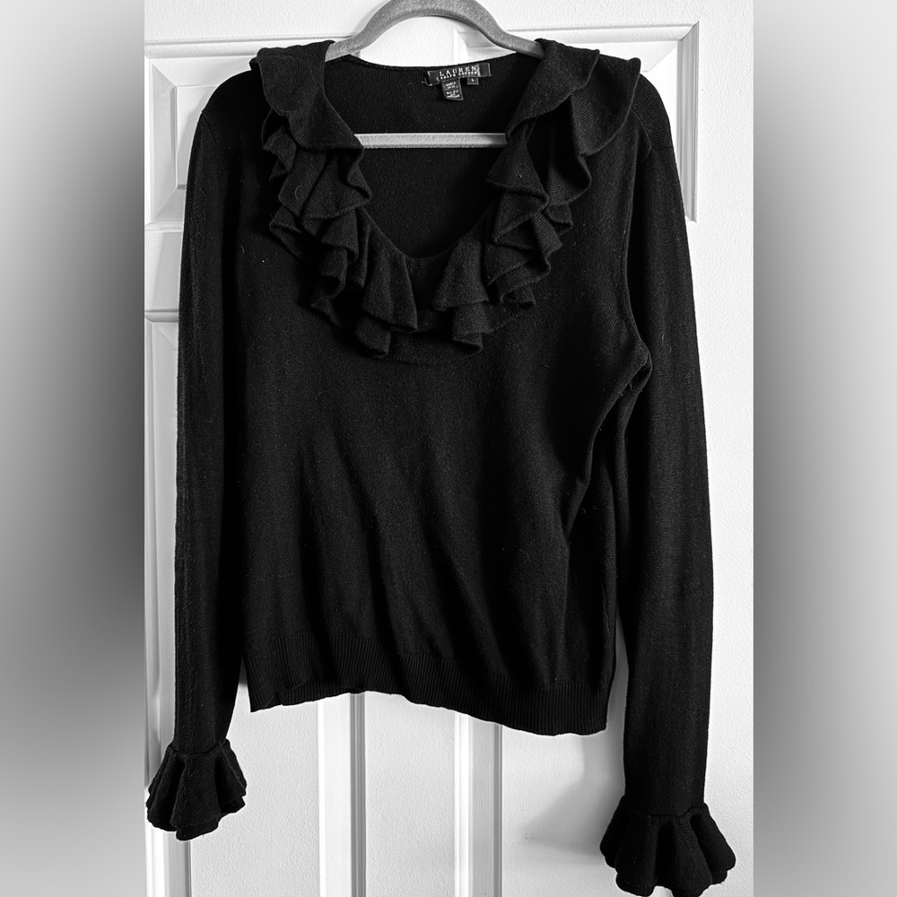 Ralph Lauren Black Ruffled Sweater